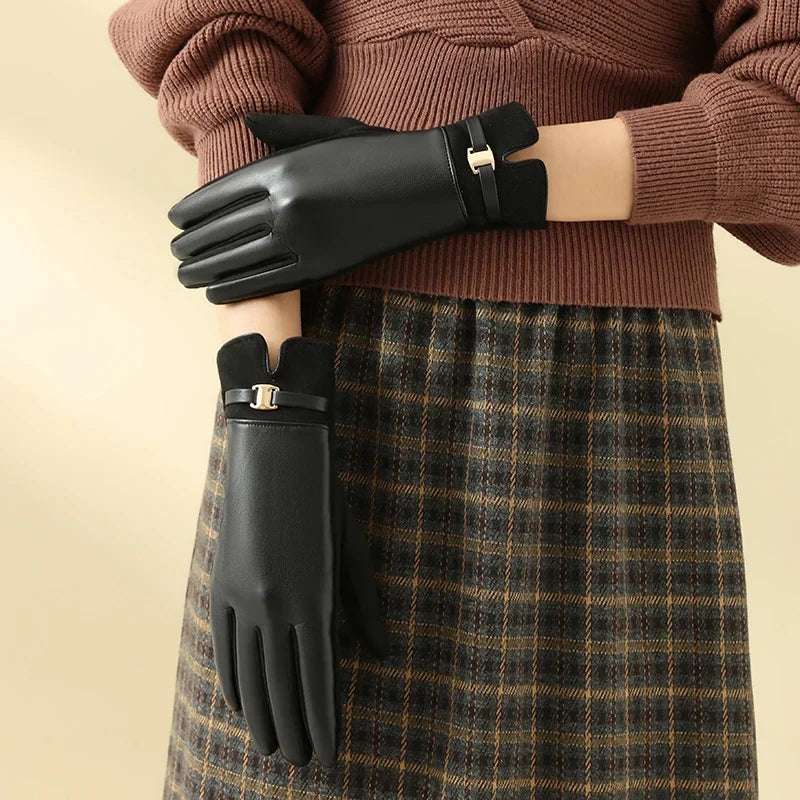 Touchscreen-Winterhandschuhe Damen Fleece-Futter Wasserdicht Fahrradhandschuhe Warme Sporthandschuhe | Sansoti
