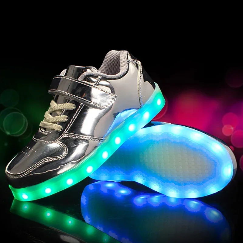 LED Kinderschoenen Sneakers Synthetisch Rubber Roze Met Licht Speelgoed Schoenen Klittenband Verlichting Kinderen | Sansoti