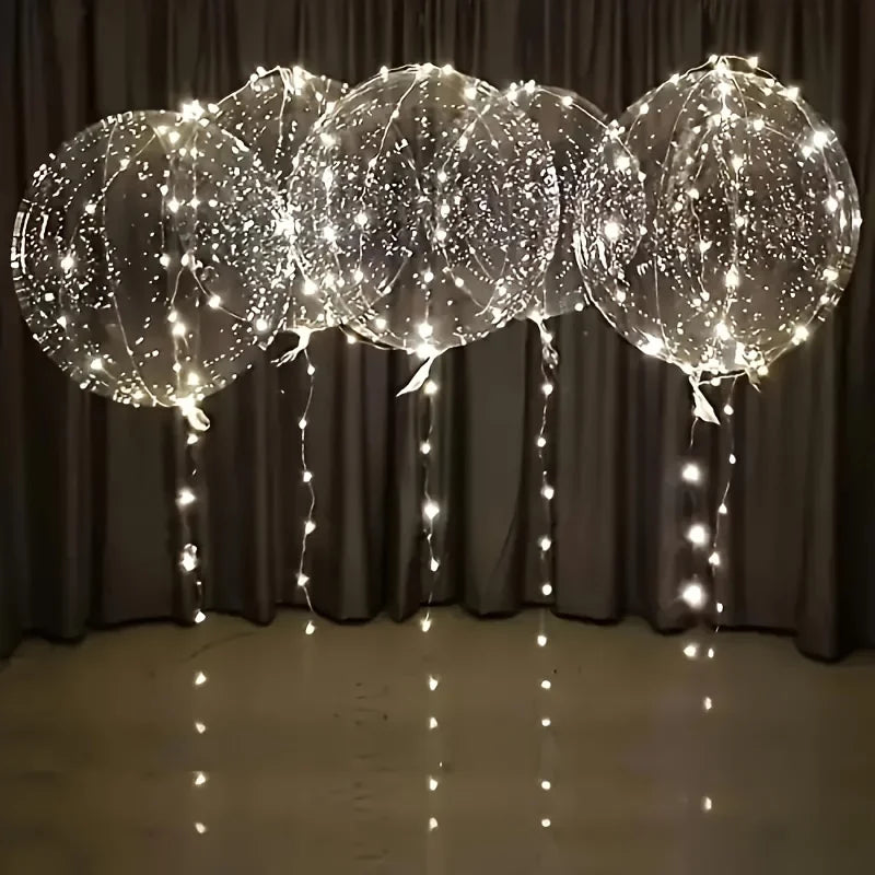 Transparent Party Balloons with LED Lights 50cm 5 Pieces String Lights Party Decoration Events | Sansoti