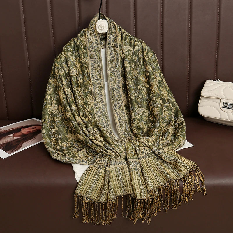 Pashmina Wrap Cashmere-look Women's 70x190cm Soft Winter Scarf Four Seasons Warm Foulard Elegant Scarf | Sansoti