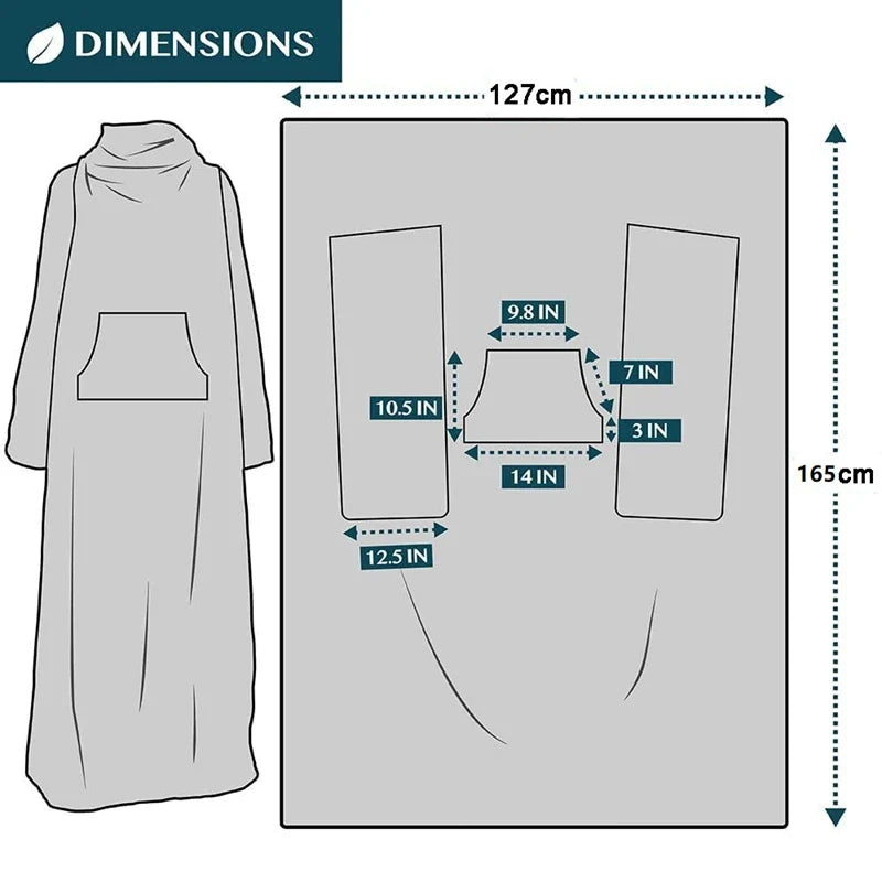 Tragbare Sherpa-Decke mit Ärmeln und Fußtasche für ultimativen Entspannungskomfort zu Hause, Winter-Lounge zum Relaxen | Sansoti