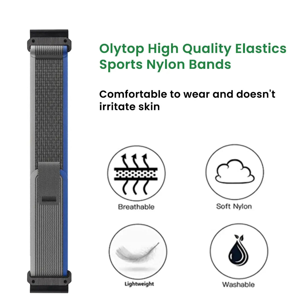 Adjustable Nylon Sports Band for Smartwatch - Breathable Hook-and-Loop Wristband 20mm 22mm 26mm Fitness Tracker | Sansoti