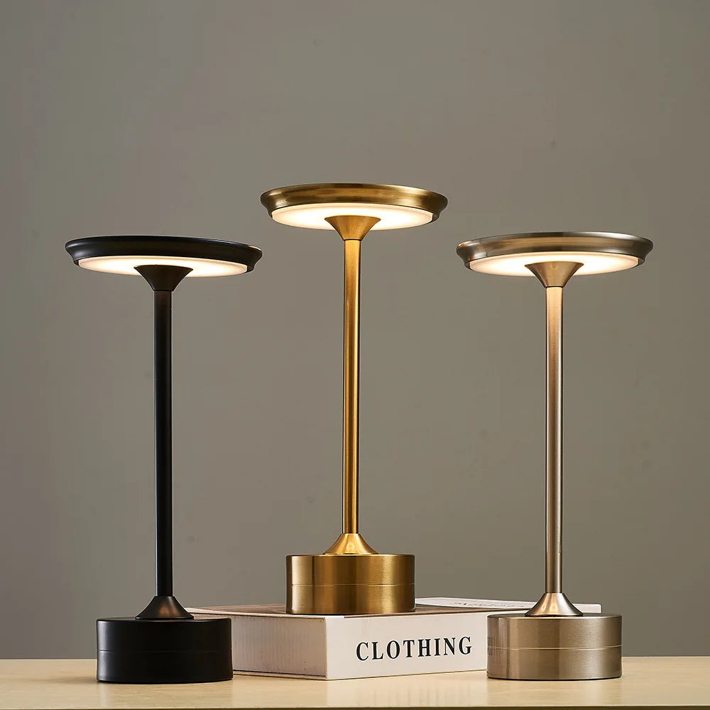 Draagbare Tafellamp Oplaadbaar met Touch Bediening en Drie Lichtstanden Metaal | Sansoti
