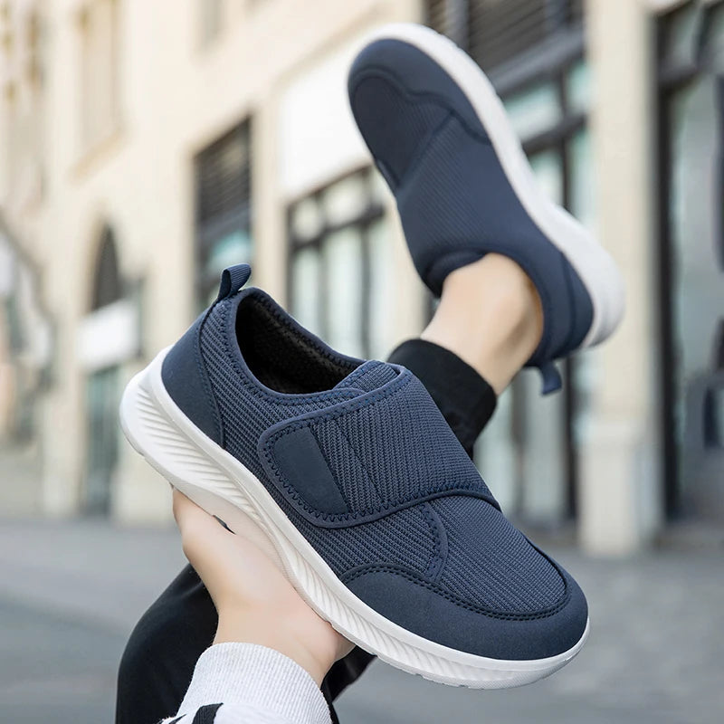 Herenschoenen Brede Pasvorm Klittenband Mesh Orthopedisch Comfortabel Lichtgewicht Wandelschoen Casual | Sansoti