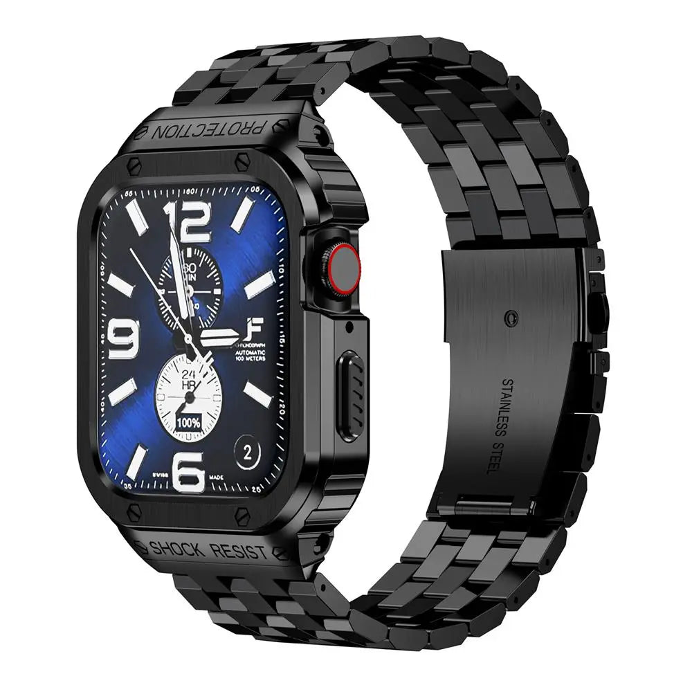 Stainless Steel Link Strap with Protective Case for Smartwatch 49mm Ultra Model Adjustable Wristband Accessory | Sansoti