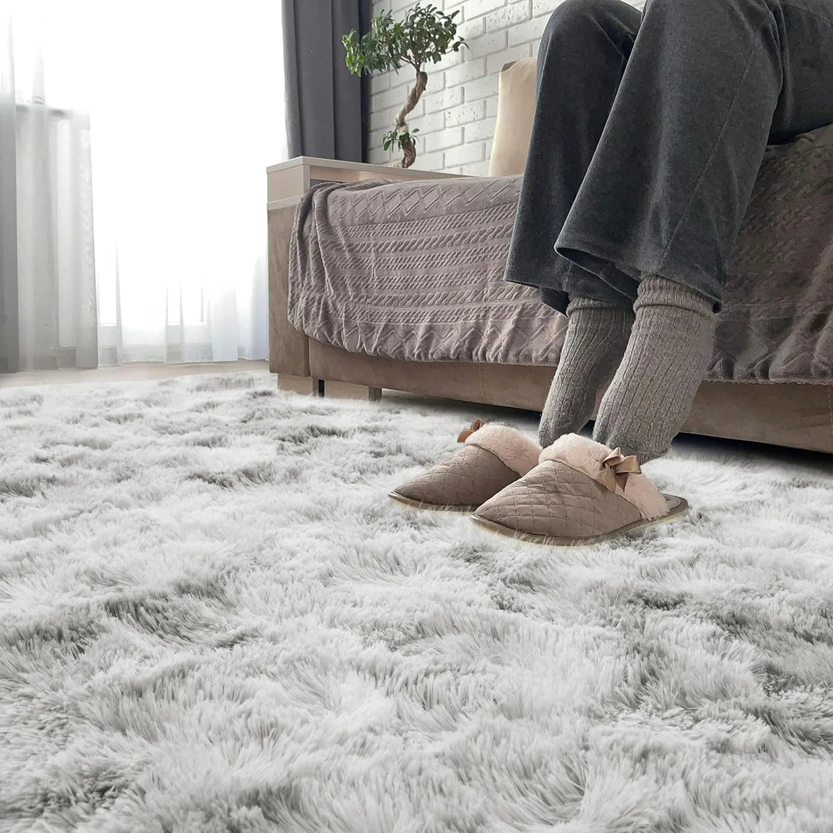 Plush Area Rug Non-Slip Soft Blanket Living Room Bedroom Nursery Modern Rectangular Decorative | Sansoti