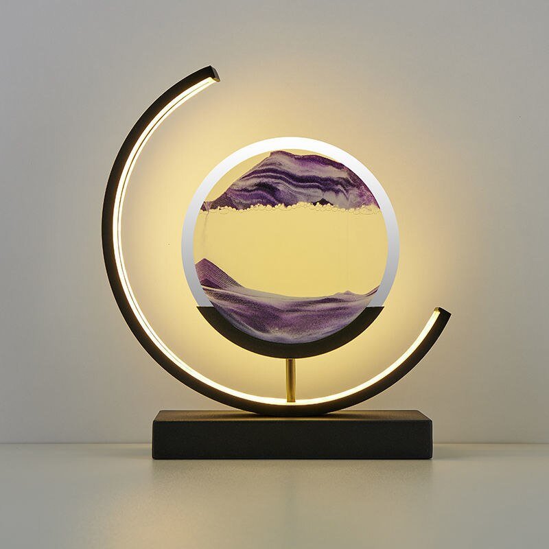 Lampe de table LED acrylique pivotante paysage de sable noir salon chambre lampe d'ambiance lampe de chevet lampe décorative | Restfield