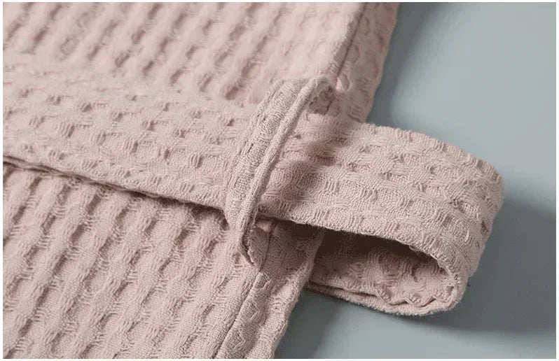 Peignoir en coton gaufré Printemps Été Léger à manches longues pour femme et homme, Spa Hôtel Sauna Bien-être | Sansoti