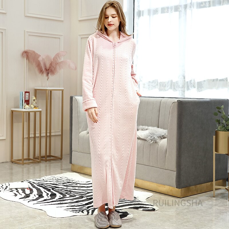 Warme Badjas met Rits en Capuchon Fleece Ochtendjas Unisex Loungewear Winter Huisjas voor Heren Dames | Sansoti