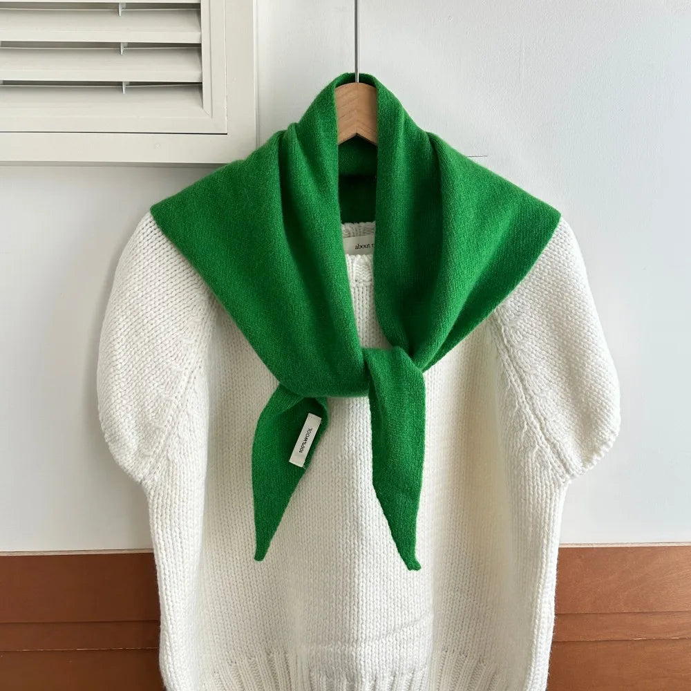 Wollen Driehoeksjaal Vrouwen Winterwarm Gebreide Omslagdoek Effen Pashmina Sjaal Hoofddoek Hals Accessoire | Sansoti