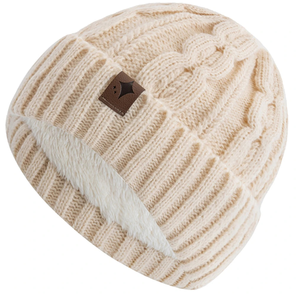 Knitted Winter Hat Unisex Soft Acrylic Beanie Star Pattern Warm Headwear 56-60cm Casual Outdoor | Sansoti