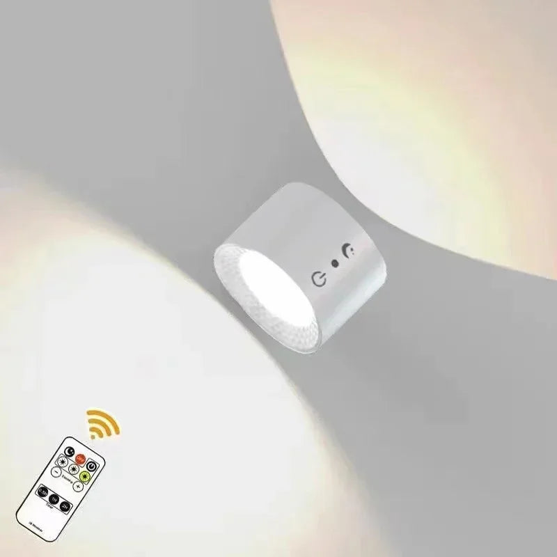 Wireless Wall Light Double LED Head USB Rechargeable Adjustable Rotatable Ambient Light Reading Lamp Bedroom | Sansoti