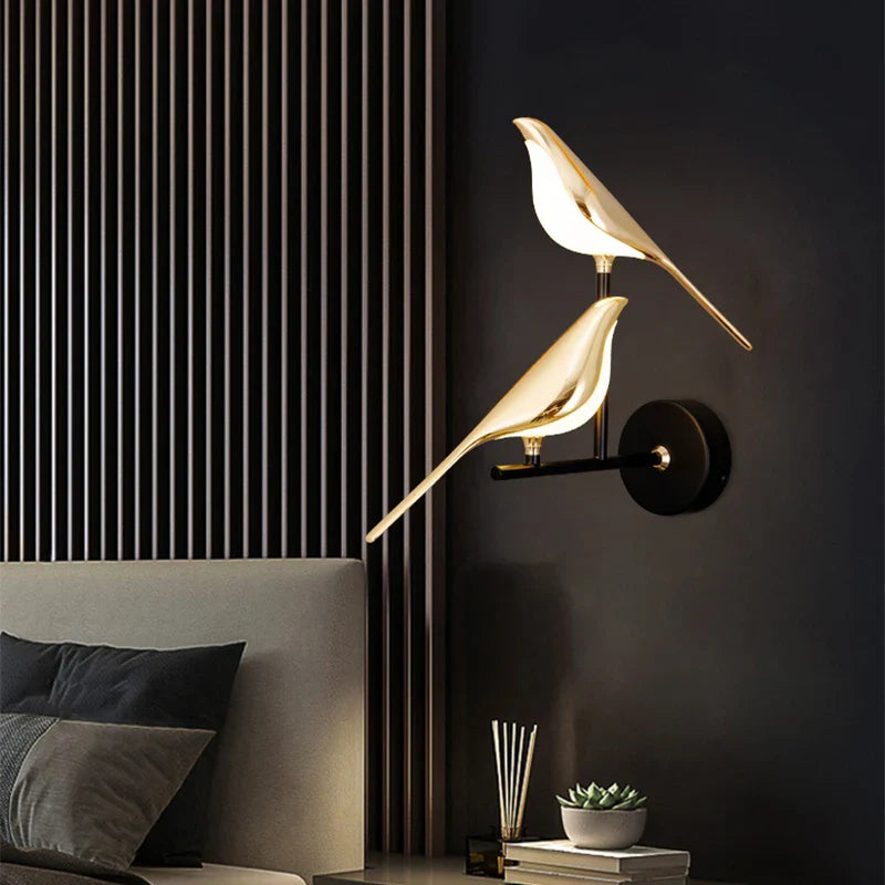 Applique murale design LED en forme d’oiseau – applique dorée avec lumière chaude | Restfield