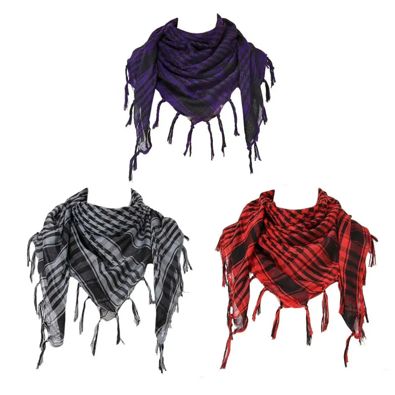 Bufanda de punto tradicional 100x100 cm con flecos para hombre y mujer, cálida y cómoda, de tejido suave para el invierno | Sansoti