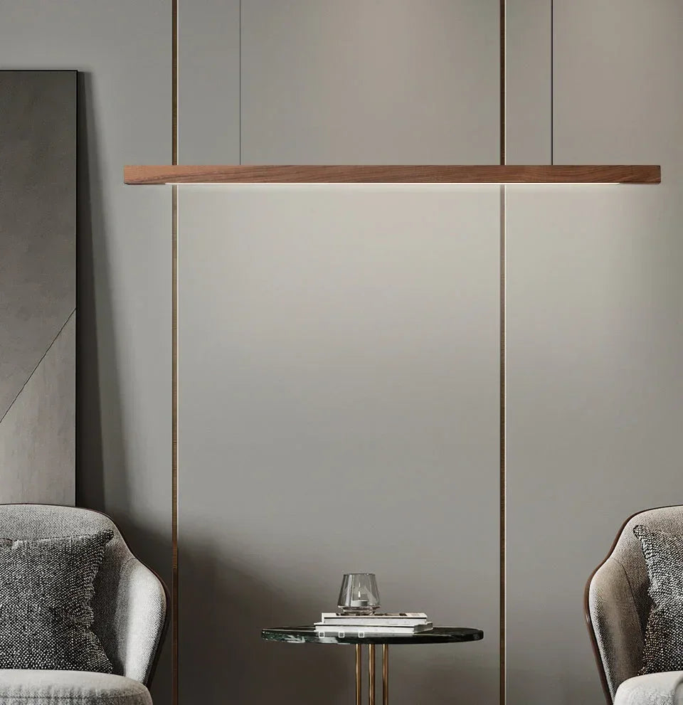 Suspension Bois LED Linéaire Dimmable 80cm 120cm 150cm Table à Manger Cuisine Salon | Restfield