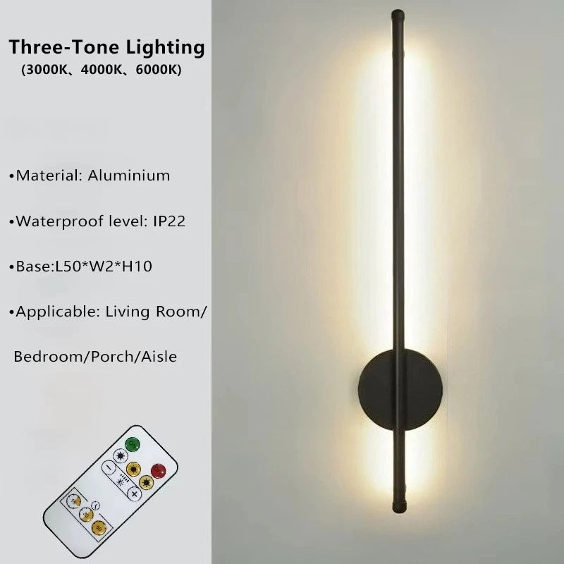 Wireless Magnetic Wall Light Black Gold 50cm Rechargeable LED Light Living Room Bedroom Hallway Lighting | Sansoti