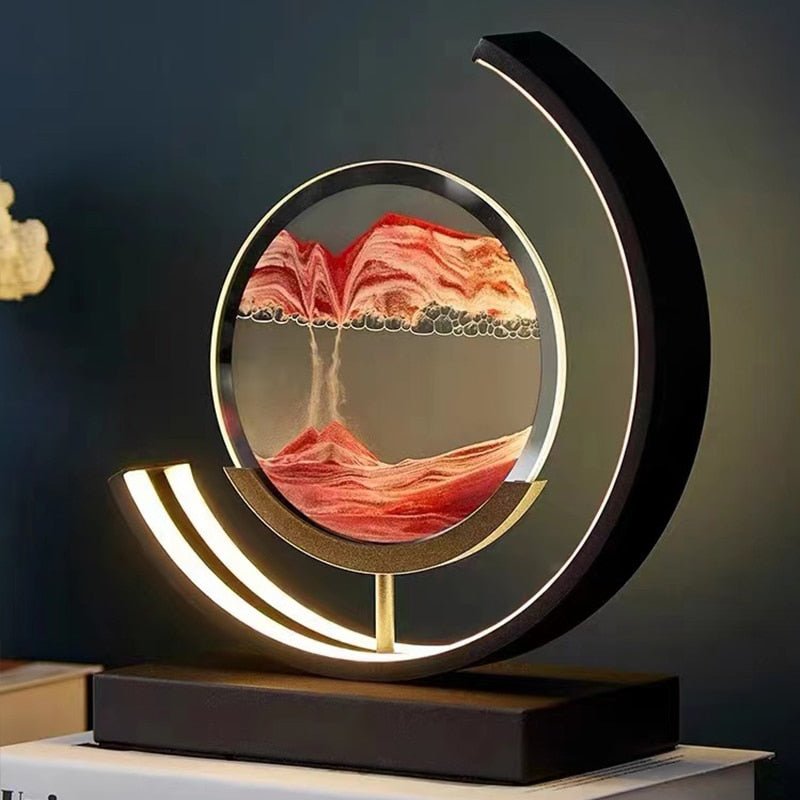 Lampe de table LED acrylique pivotante paysage de sable noir salon chambre lampe d'ambiance lampe de chevet lampe décorative | Restfield