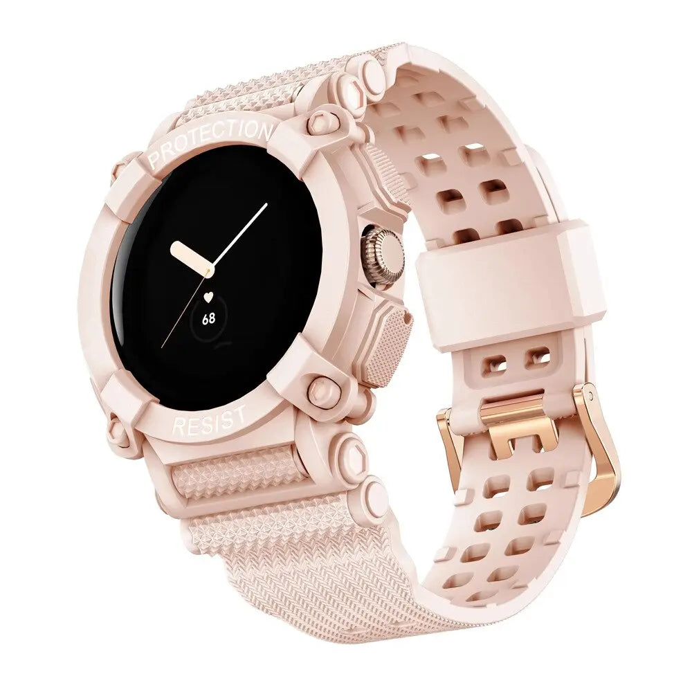 Smartwatch Band with Protective Case Pixel Watch Silicone Sport Wristband Bumper Case Watch Accessory | Sansoti
