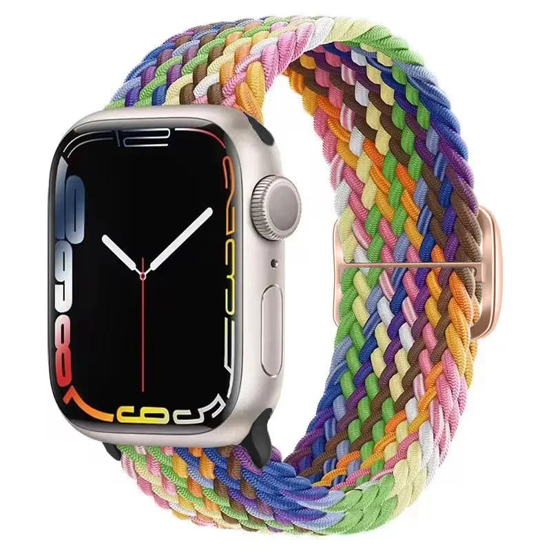 Elastisch gevlochten nylon smartwatch-bandje, 38–49 mm, verstelbaar en ademend, sportband voor Apple Watch | Sansoti