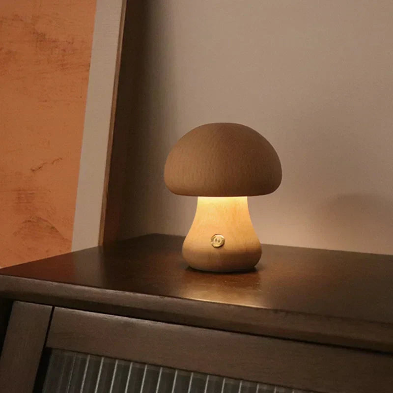 Lampe de table champignon rechargeable avec variateur tactile et lumière LED chaude pour chambre, chambre d’enfant ou salon | Sansoti