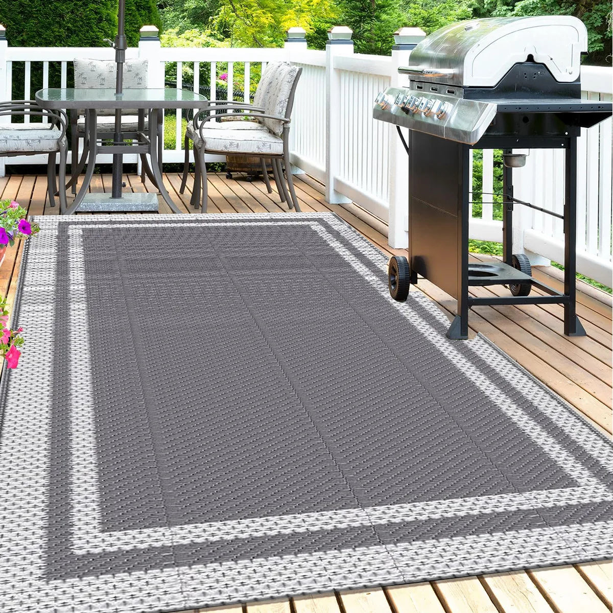 Buitenkleed Grijs Waterproof PP 120x180cm Tuinkleed Opvouwbaar Terras Balkon Camping Picknick Vloermat Buitentapijt | Sansoti