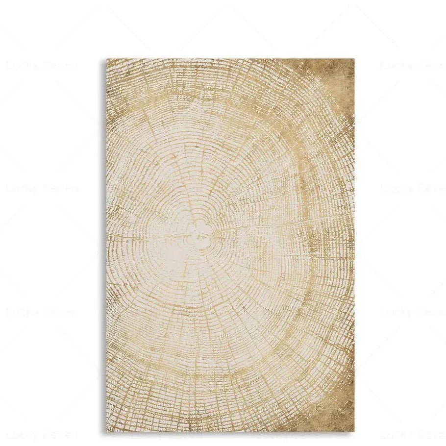 Abstract Canvas Schilderij met Boomringen Patroon - Moderne Wanddecoratie - Natuurlijke Kunst voor Woonkamer en Slaapkamer | Sansoti