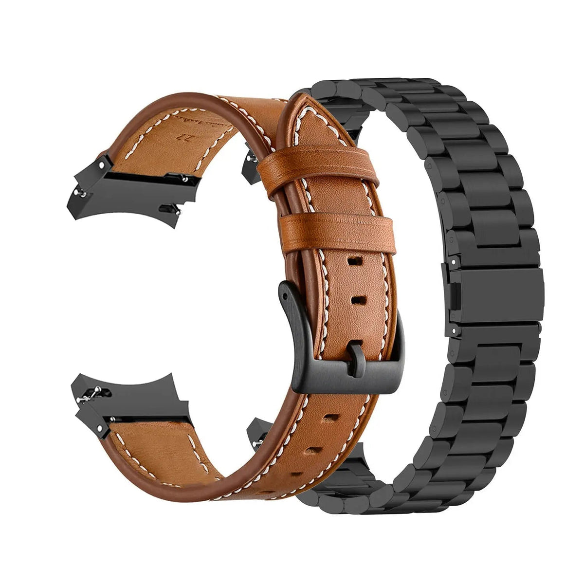 Premium Stainless Steel Leather Watch Band Galaxy Watch 5 40mm 44mm 45mm Pro Adjustable Replaceable Wristband | Sansoti