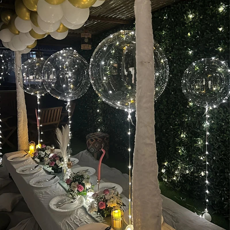 Transparent Party Balloons with LED Lights 50cm 5 Pieces String Lights Party Decoration Events | Sansoti