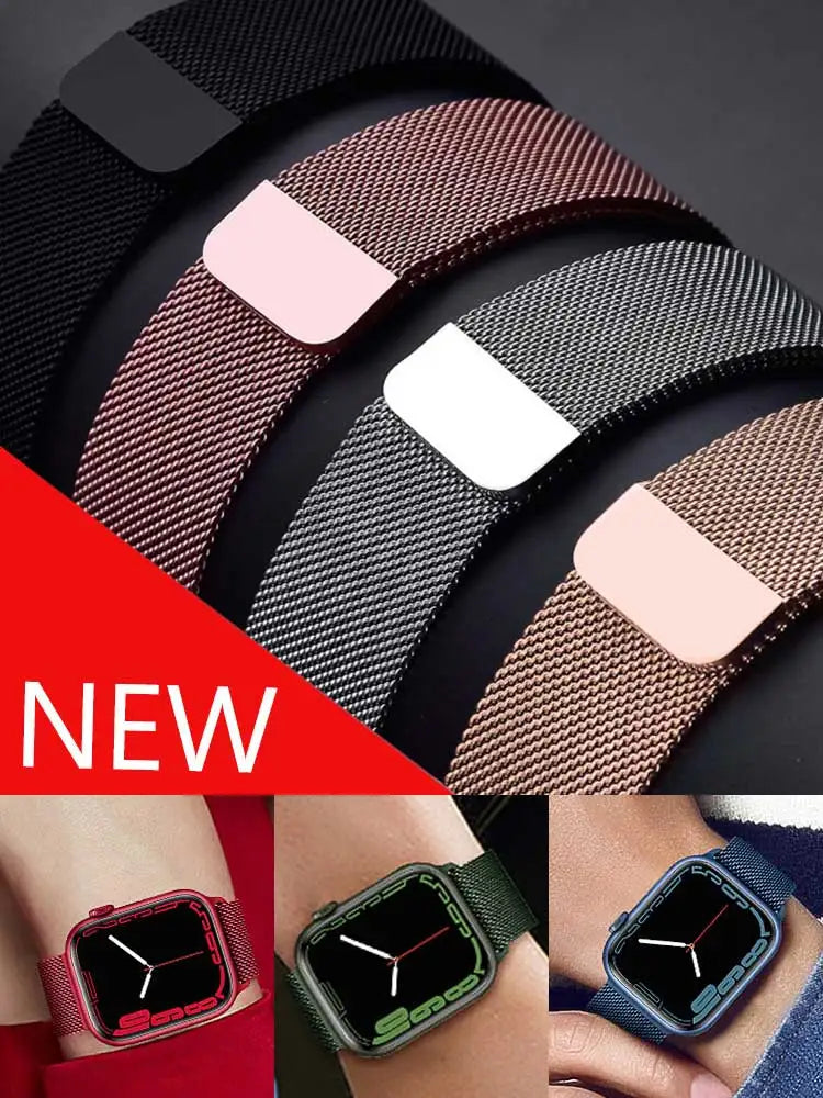 Milanaise-Mesh-Uhrenarmband Edelstahl Verstellbarer Magnetverschluss Smartwatch 38-49 mm Armband-Zubehör | Sansoti