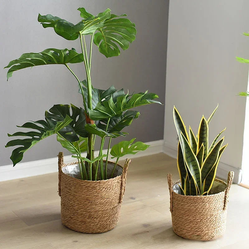 Plantenmand Gevlochten Zeegras Naturel S-L Woonkamer Balkon Handgemaakt Bloempot Mand Rotan Binnen Boho Decoratie | Sansoti
