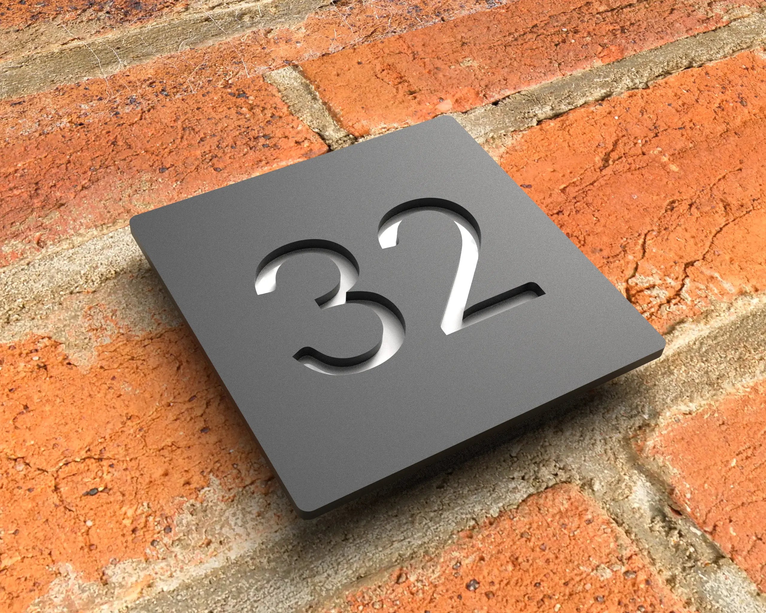 Floating 3D house number plate acrylic modern weather-resistant for facade and entrance | Sansoti