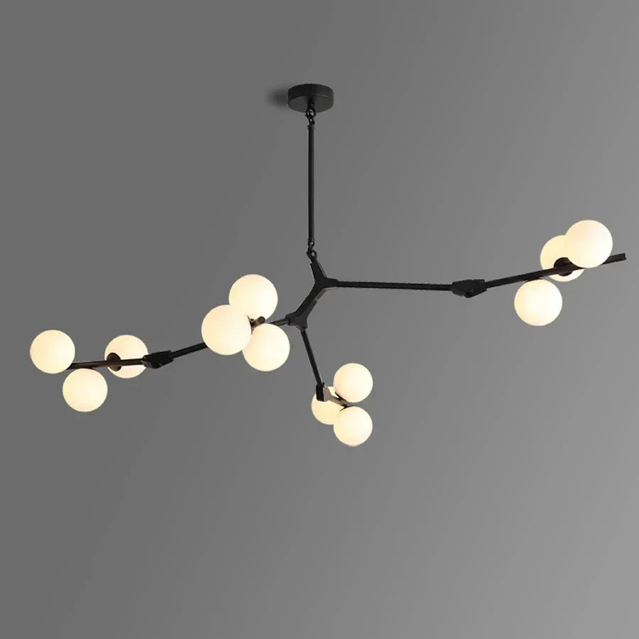 Suspension Structure Branches Verre Mat Or Noir G4 LED Salon Salle à Manger Scandinave Moderne 12 18 24 Boules | Restfield