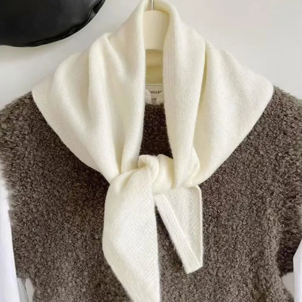Gebreide Driehoekige Halsdoek Wol 38x105cm Wintersjaal Dames Effen Kleur Warm Omslagdoek Herfst Winter | Sansoti