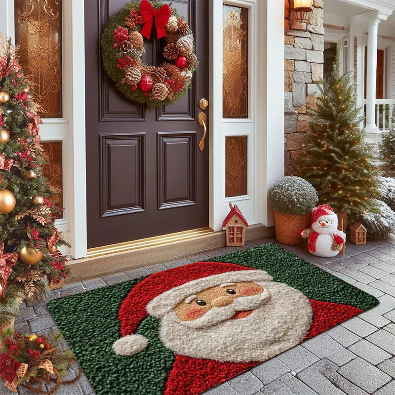 Kerstmat Deurkleed 40x60cm Antislip Feestelijke Entree Decor Kerstman Sneeuwpop Winter Seizoen Deurmat | Sansoti