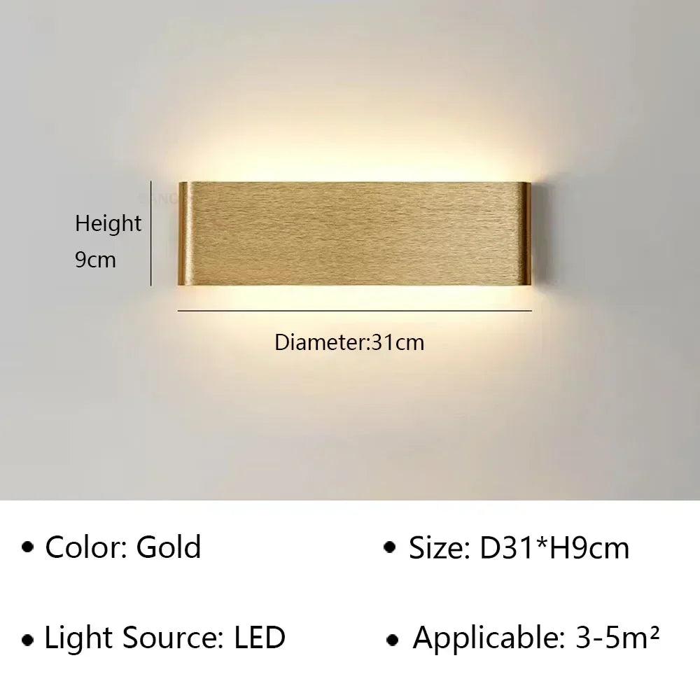 LED Wandlamp Modern Aluminium Acryl 30cm Warm Wit Zwart Goud Slaapkamer Hal Badkamer Minimalistisch Design | Sansoti