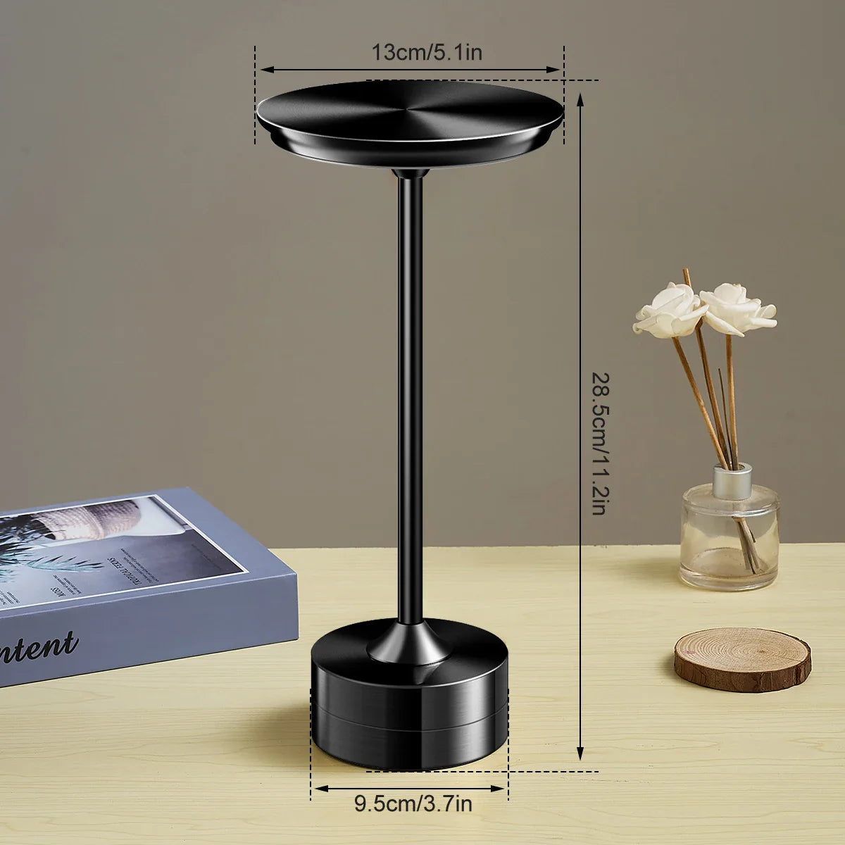 Draagbare Tafellamp Oplaadbaar met Touch Bediening en Drie Lichtstanden Metaal | Sansoti