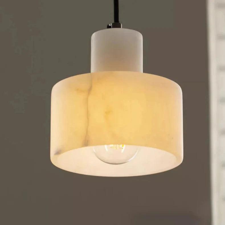 Suspension en albâtre naturel, design boule, 14-16 cm, éclairage d’ambiance pour salon, salle à manger et chambre, LED E27 | Sansoti
