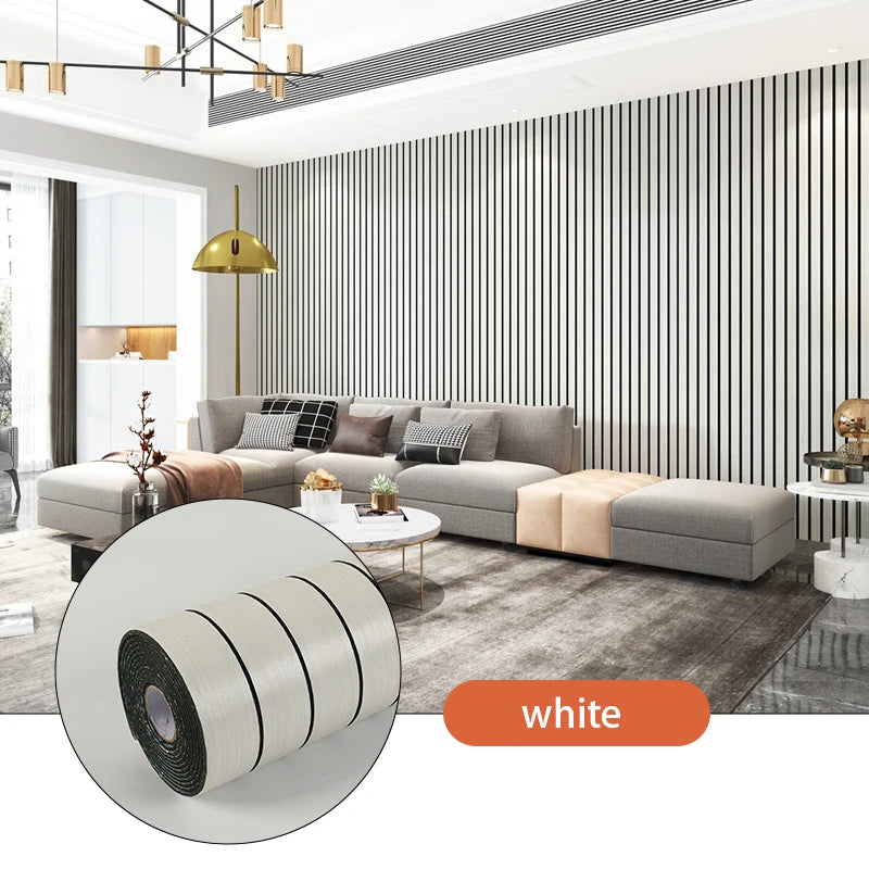 Zelfklevend Wandpaneel 3D Houtlook PVC 40x300cm Woonkamer Slaapkamer Peel and Stick Muursticker Behang Latten Patroon Waterdicht | Sansoti