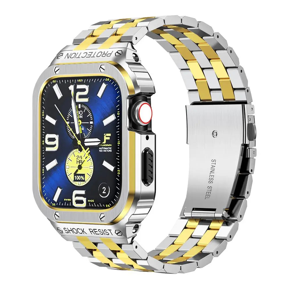 Stainless Steel Link Strap with Protective Case for Smartwatch 49mm Ultra Model Adjustable Wristband Accessory | Sansoti