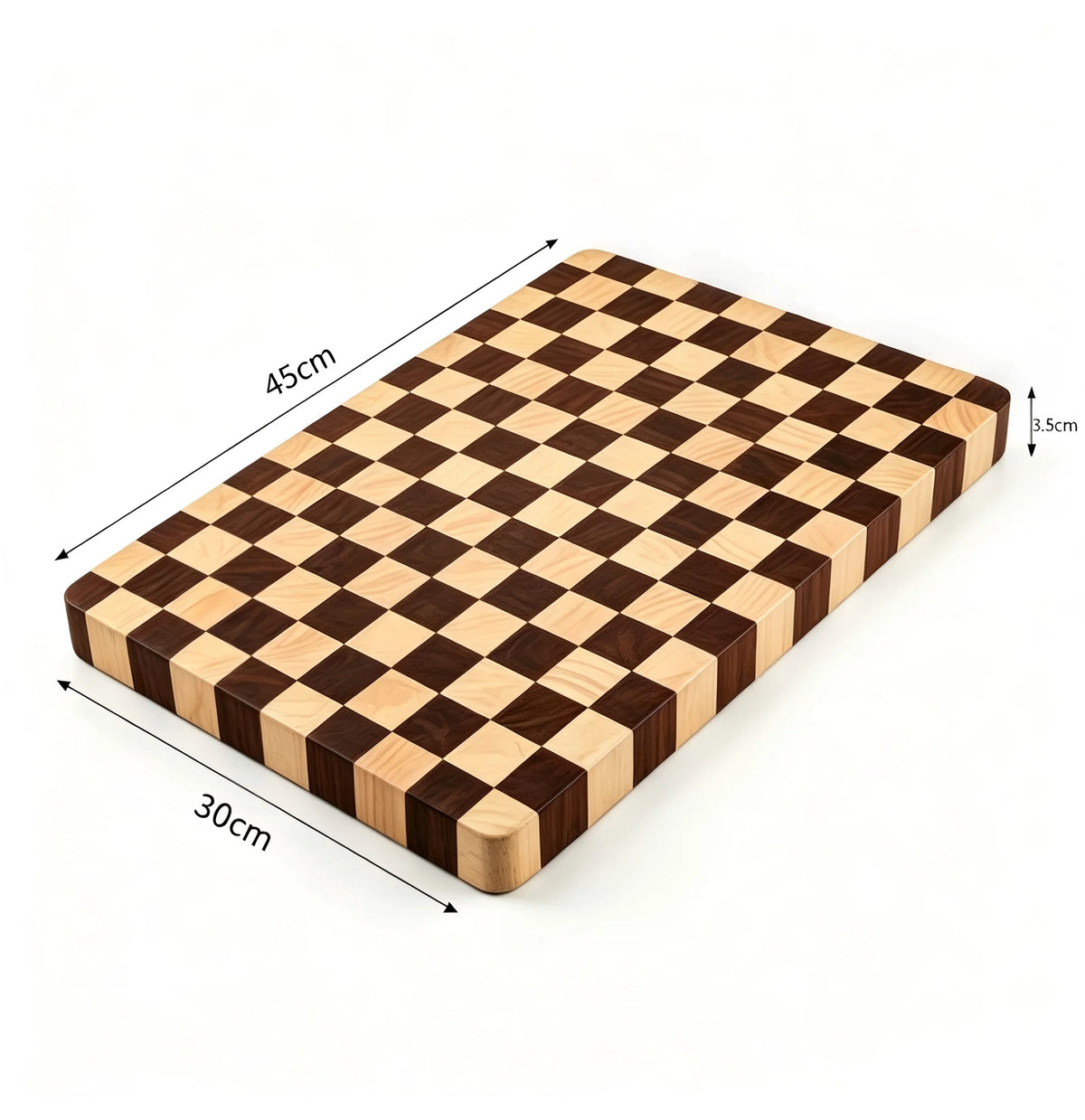 Planche à découper en bois à motif en damier, en hévéa, planche de service résistante aux coupures, antibactérienne, pour la viande et les légumes en cuisine | Sansoti