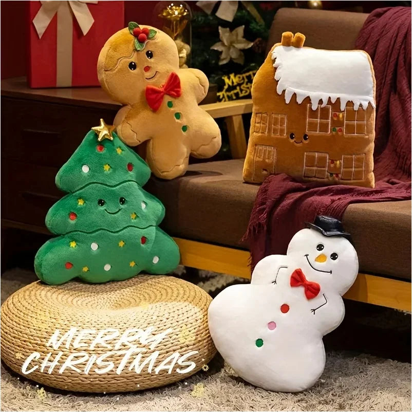 Feestelijk pluche kussen voor Kerstmis en Nieuwjaar - Perfect voor vakantiefeesten en cadeaus, gemengde kleuren