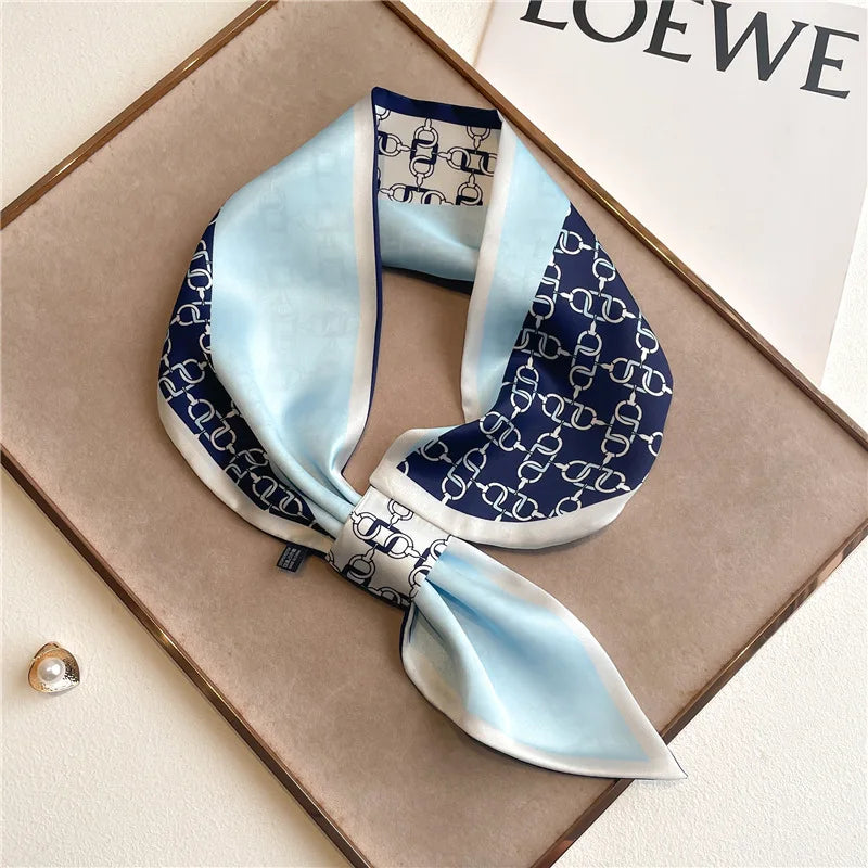 Satin Neck Scarf with Animal Print 76x13cm Decorative Ribbon Scarf Polyester Accessory for Women Autumn Winter | Sansoti