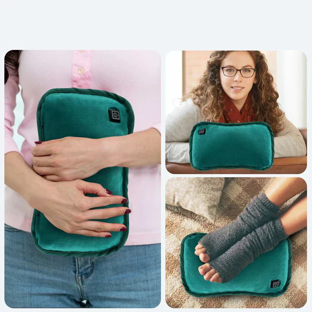 Verwarmbaar USB Kussen 30x20cm Lichtgrijs Groen Handverwarmer Buikkussen Reiskussen | Sansoti