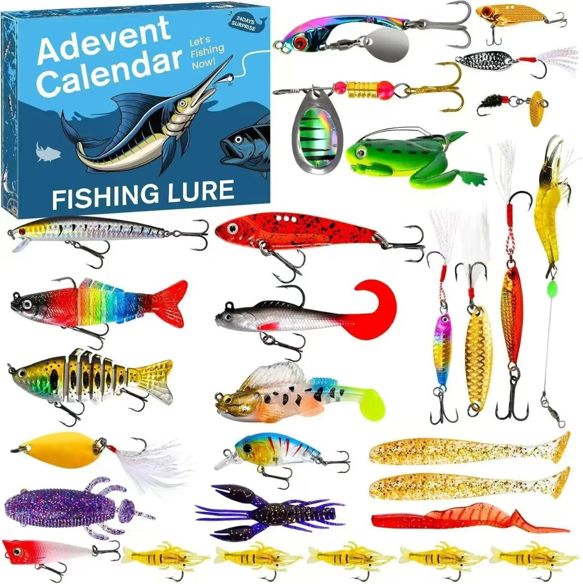 Fishing Gear Advent Calendar 24 Days Lure Collection Fishing Countdown Gift Freshwater Saltwater | Sansoti