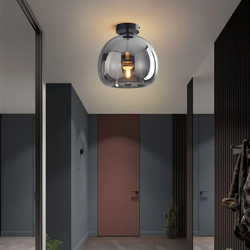 Moderne LED plafondlamp van glas – design plafondverlichting met E27 fitting voor woonkamer, slaapkamer en keuken | Sansoti