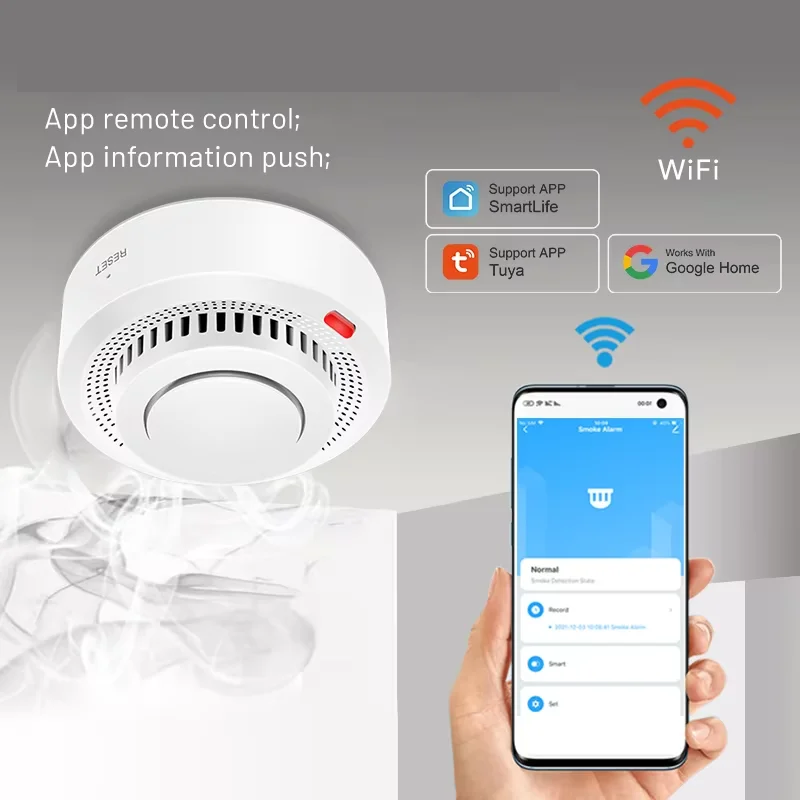 Intelligenter WLAN-Rauchmelder mit Hitzesensor 85dB-Alarm Brandmelder Sicheres Wohnen Deckenmontage Brandschutz | Sansoti