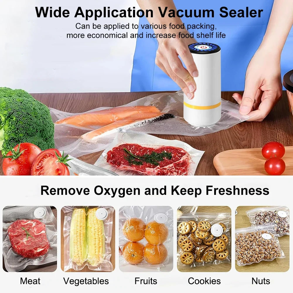 Pompe à vide rechargeable pour la conservation des aliments avec sacs réutilisables - système de conservation sous vide pour la cuisine | Sansoti
