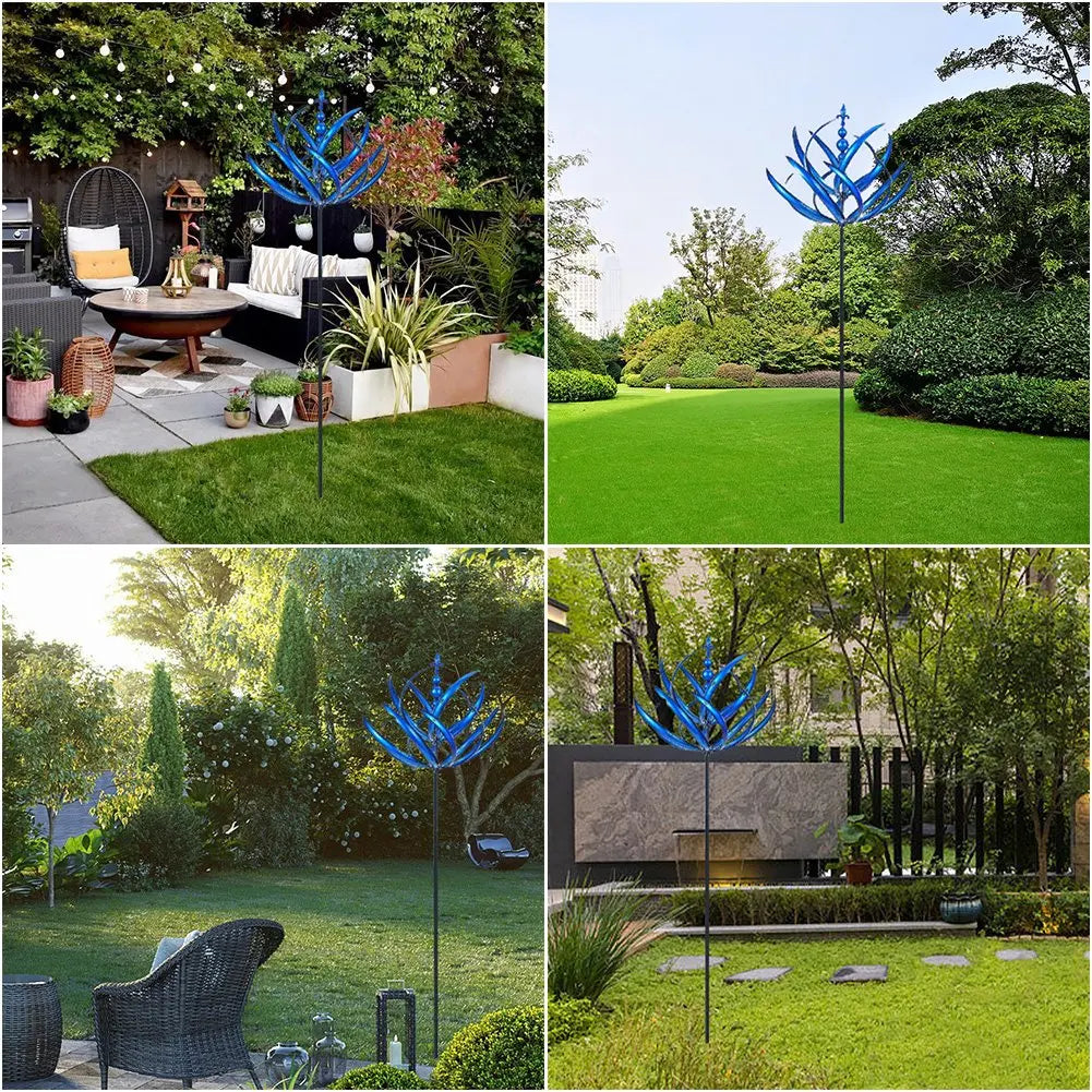 Tuindecoratie Windmolen Rood en Blauw | Rustgevend Tuinornament voor in de Tuin | Bewegende Windgong voor Buiten | Sansoti