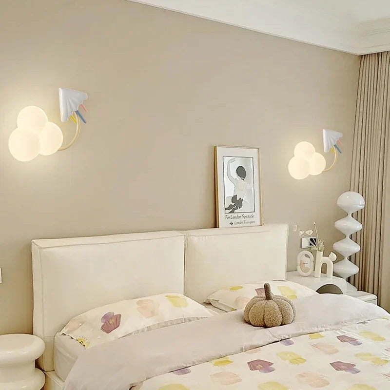 LED Wandlamp Kinderkamer met Vliegtuig Wolk Regenboog Ster Motief Drie Lichttemperaturen Dimbaar Sfeerlicht | Sansoti