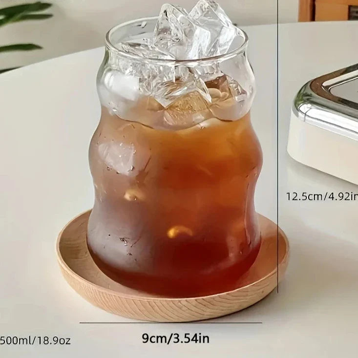 Hittebestendig Geribbeld Glas 4-delige Set – Dubbelwandig Drinkglas voor Warme en Koude Dranken – Eco-vriendelijk Borosilicaatglas 350ml | Sansoti